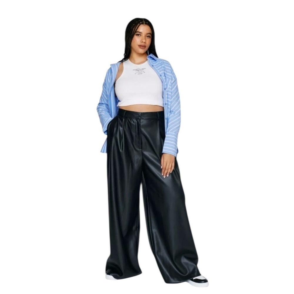 SO Black Wide Leg Leather Pants Large Size 13